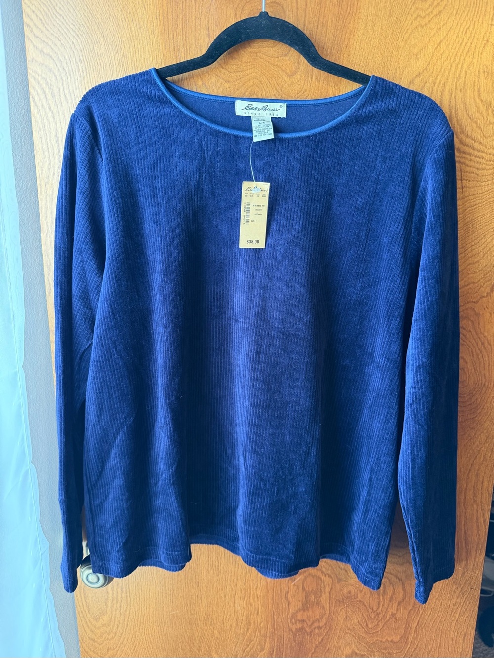 Eddie Bauer Women's Deep Royal Velour Crewneck long sleeve